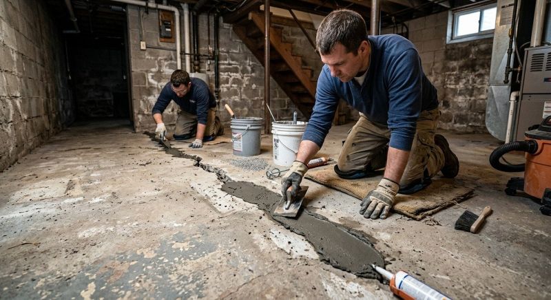 Cracked Basement Floor Repair in Beckley, WV