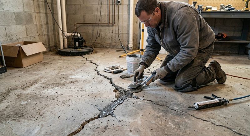 Cracked Basement Floor Repair in Beckley, WV